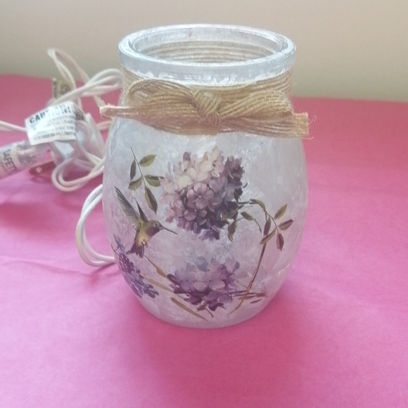 Glass light/lamp jars, hummingbird, butterflies & more, hand painted glass, 4" - Picture 3 of 4